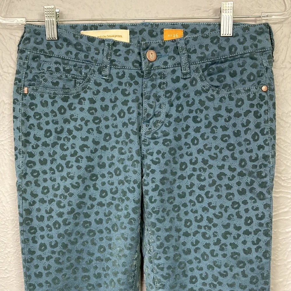 Pilcro And The Letterpress Blue Velvet Leopard Print Pants Women's Size … - Picture 7 of 16